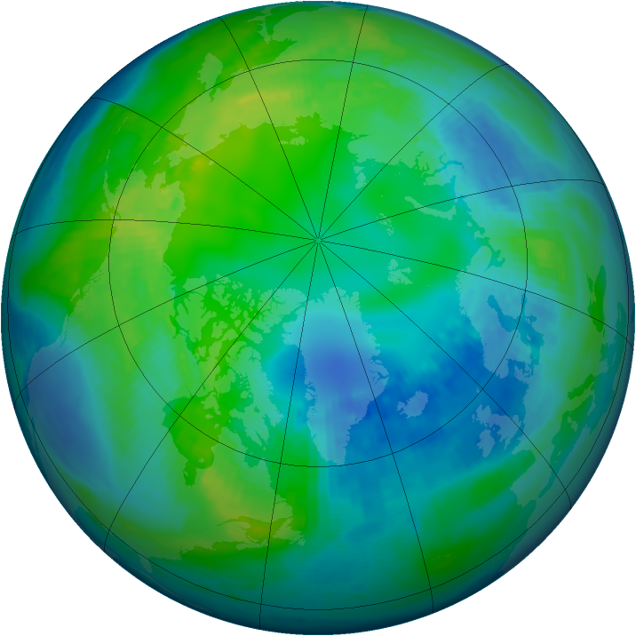 Arctic ozone map for 31 October 1988